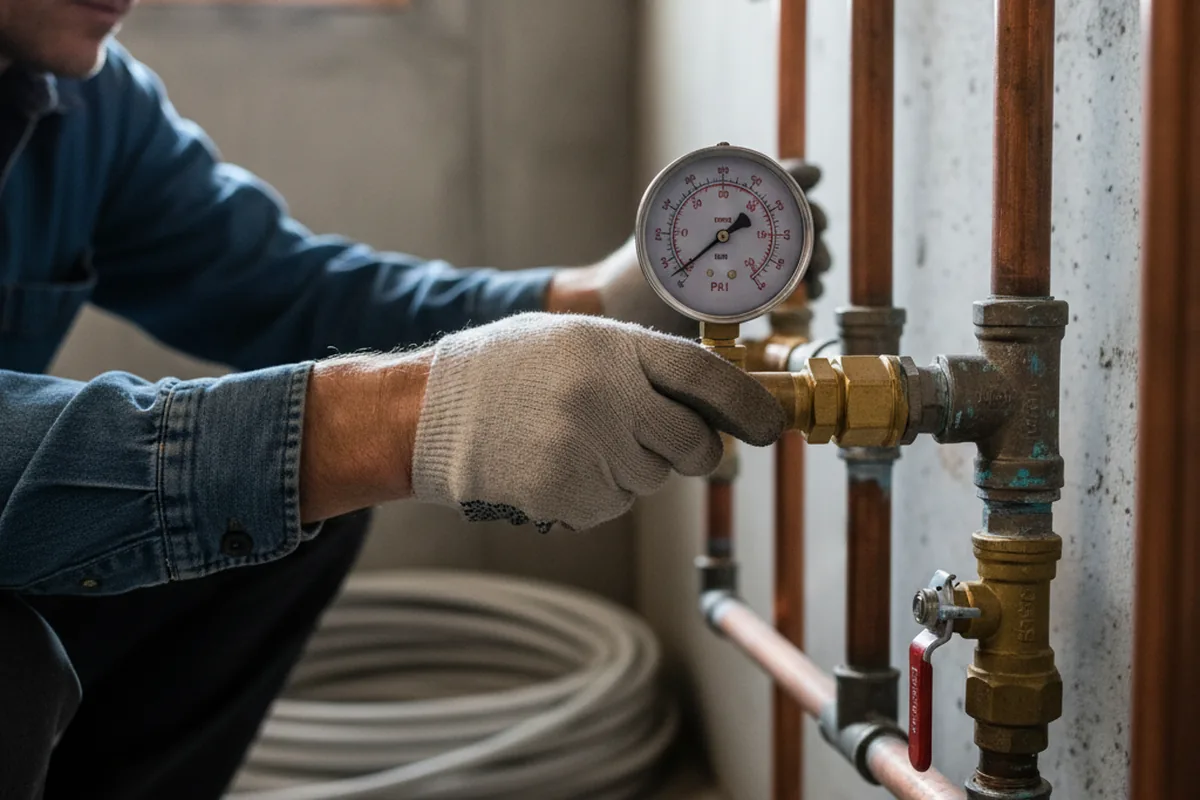 Pressure testing a repaired line during Water Line Repair in Summersville